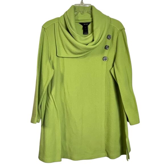 Ali Miles 3/4 Sleeve Cowl Neck Lime Green Sweater LG (3013) - Picture 1 of 8